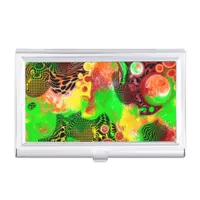 Digital Pour Painting Autumn Colors Fluid Art Business Card Case