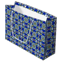 Stained Glass Style Shades of Blue and Yellow Large Gift Bag