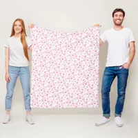 Watercolor Pink Hearts Valentine's Day  Fleece Blanket