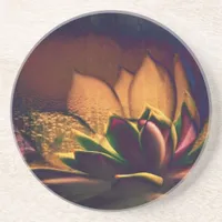 Hen and Chicks Plant Digital Art Coaster