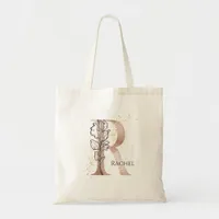 Monogram Initial Modern Letter R Boho Personalized Tote Bag