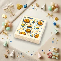 Festive Blue Cream Watercolor Latke Cake Napkins