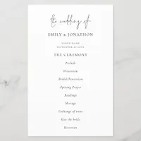 PAPER | Elegant Text  Black White Wedding Program