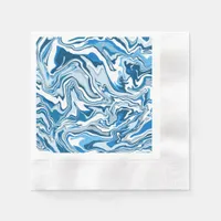  Blue and white Fluid Art Marble   Napkins