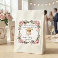 Elegant Blush Roses Gold Cap Graduation Thank You Square Sticker