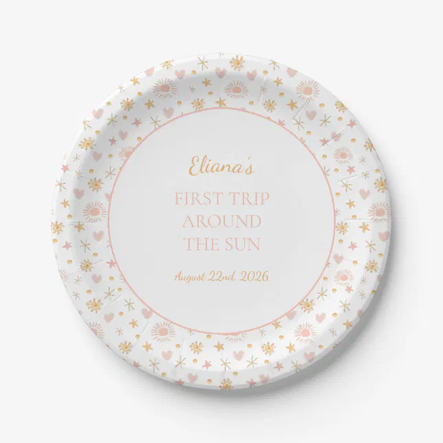 Cute Kids "First Trip Around the Sun" Birthday Paper Plates