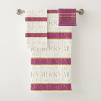 Magenta Gold Christmas Pattern#35 ID1009 Bath Towel Set