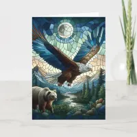 Mosaic Bear and Eagle in the Mountains  Card