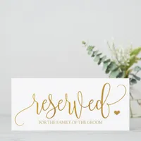 Reserved Sign to Hang on Wedding Chairs -Gold Foil