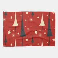 Red Christmas Tree Pattern Kitchen Towel