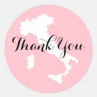 Pink White and Black Italy Wedding Thank You Classic Round Sticker