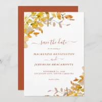 Burnt Orange Autumn Leaves Wedding Save the Date