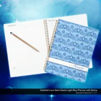 Celestial Love Stars Hearts Name Light Blue Planner