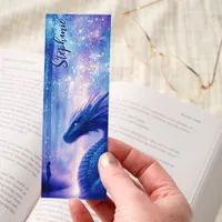 Blue Dragon Moonlit River Fantasy Personalized Bookmarks