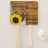 Rustic Sunflower Horseshoe Country Western Wedding Hand Fan