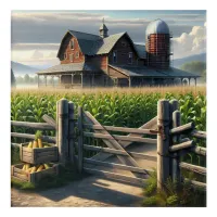 Rustic Farm House with a Cornfield Ai Art