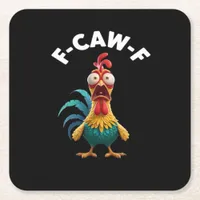 F-Caw-F Chicken Humor Classic Vintage Design Square Paper Coaster