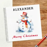 Snowman Christmas Picture Festive Holiday Kids Notebook