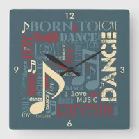 Born to Dance Blue/Red/Gold ID277 Square Wall Clock