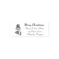 Cute Christmas Snowman Address Label Self-inking Stamp