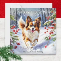 Papillon in Snow Cute Dog Breed Winter Christmas Holiday Card