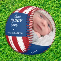 Patriotic DADDY Happy Father's Day Custom 2 Photo Baseball