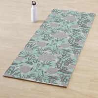 Sea Turtle Blue Grey Underwater Pattern Yoga Mat