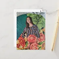 A Beautiful Lady With Pizza and Lettuce Collage Postcard