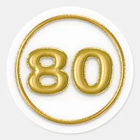 Gold Balloon Number 80 Round Sticker