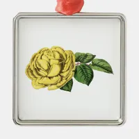 Vintage Yellow Rose Metal Ornament