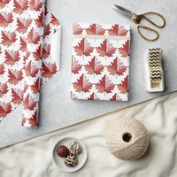 Contemporary Canadian Maple Leaf Pattern ID1071 Wrapping Paper