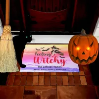 Halloween Feeling Witchy Witch Pink Purple Sky Doormat