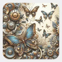 Vintage Steampunk Butterflies  Square Sticker