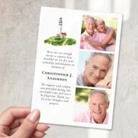 Lighthouse 3 Photo Sympathy Funeral Thank You Card