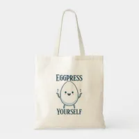  Cute "Eggpress Yourself" Funny Pun Tote Bag