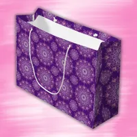 Pretty pink mandala on purple | large gift bag