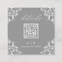 Elegant Small Wedding Details Card Gray