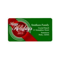 Green & Red Happy Holidays Christmas Gift Labels