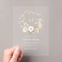 Cottagecore Wildflower Romantic Bridal Shower Acrylic Invitations