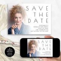 Minimalist Photo Overlay Graduation Party Save The Date