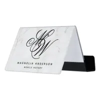 Marble Monogram Mobile Notary Desk Business Card Holder