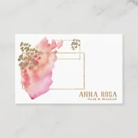 *~* Gold Geometric Peach Pink Girly &  Watercolor Business Card