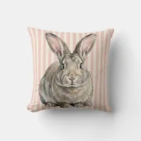 Watercolor Flemish Giant Rabbit Throw Pillow Cover