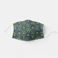 Blue Green & Yellow Star Geometric Pattern Adult Cloth Face Mask