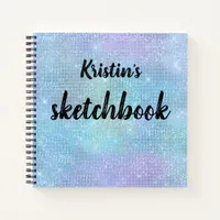 Iridescent Purple Blue Glitter Name Sketchbook Notebook