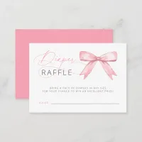  Pink Bow Girl Baby Shower Diaper Raffle Enclosure Card