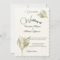 Elegant Timeless Foliage Golden  Minimalism Invitation