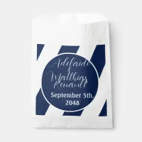 Elegant Nautical Striped Wedding -Navy Blue, White Favor Bag