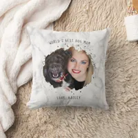 Personalized Pet Photo Splash World's Best Dog Mom Throw Pillow