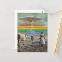 Surreal Rainbow UFO over the Cow Pasture Postcard
